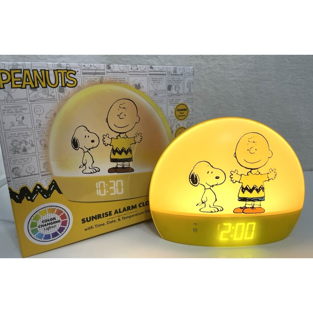 Peanuts Charlie Brown and Snoopy Yellow Sunrise Alarm Clock